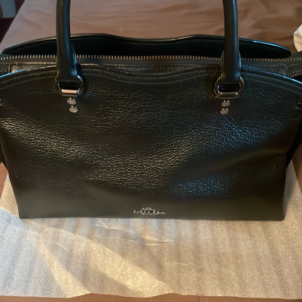 Coach Drew satchel black pebbled leather